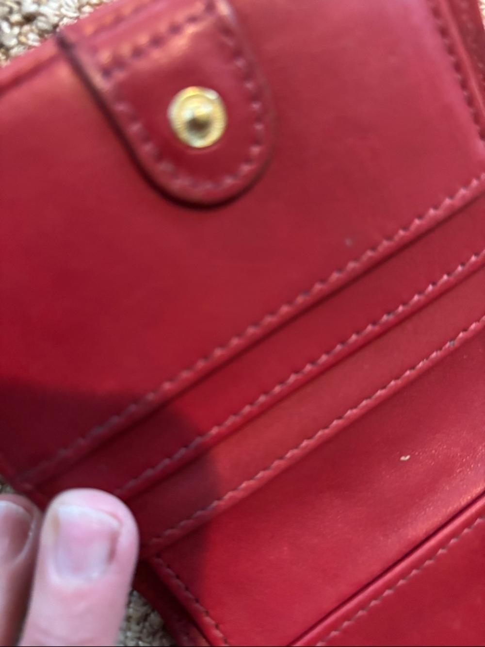 Vintage Coach Donated Compact Red Leather Zip Wallet - Picture 5 of 6